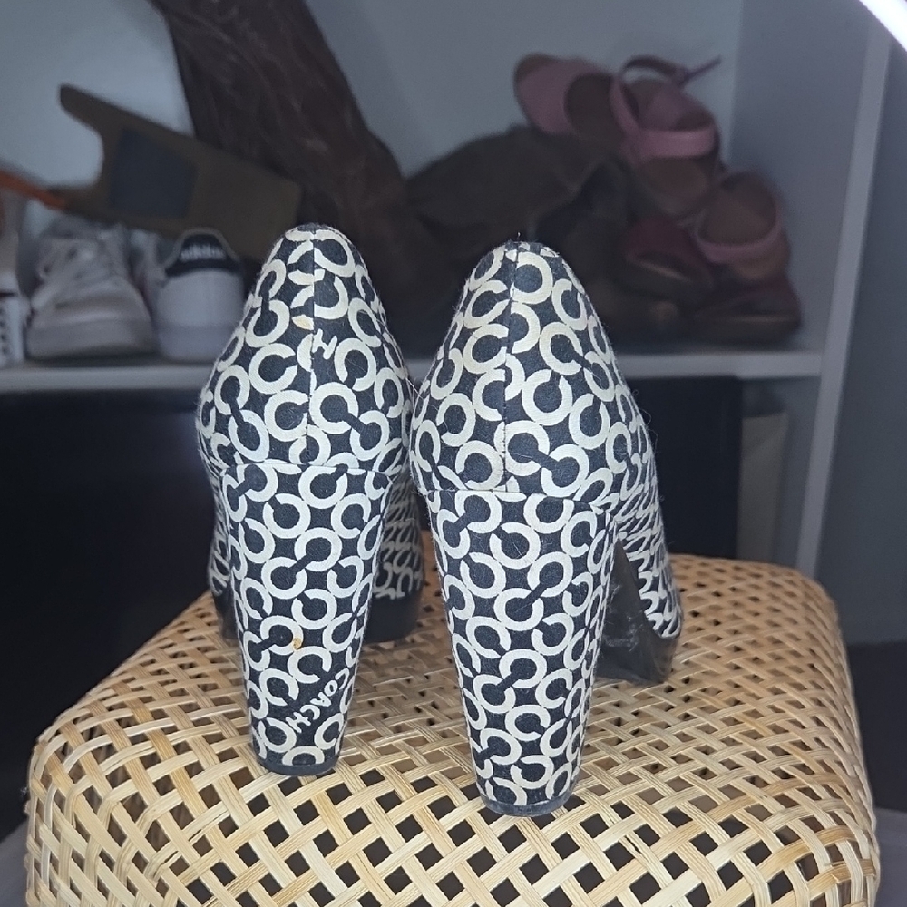 Coach Black and White Patterned Heels - Picture 4 of 5